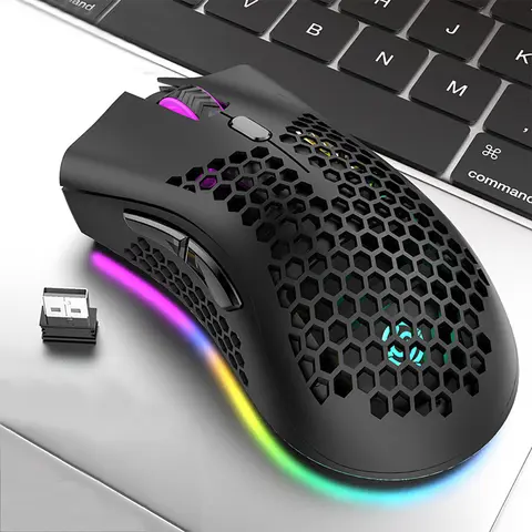 BM600 충전식 게임용 마우스 USB 2.4G 무선 RGB 조명 인체 공학 게임용 마우스 데스크탑 PC 컴퓨터 노트북 노트북 마우스