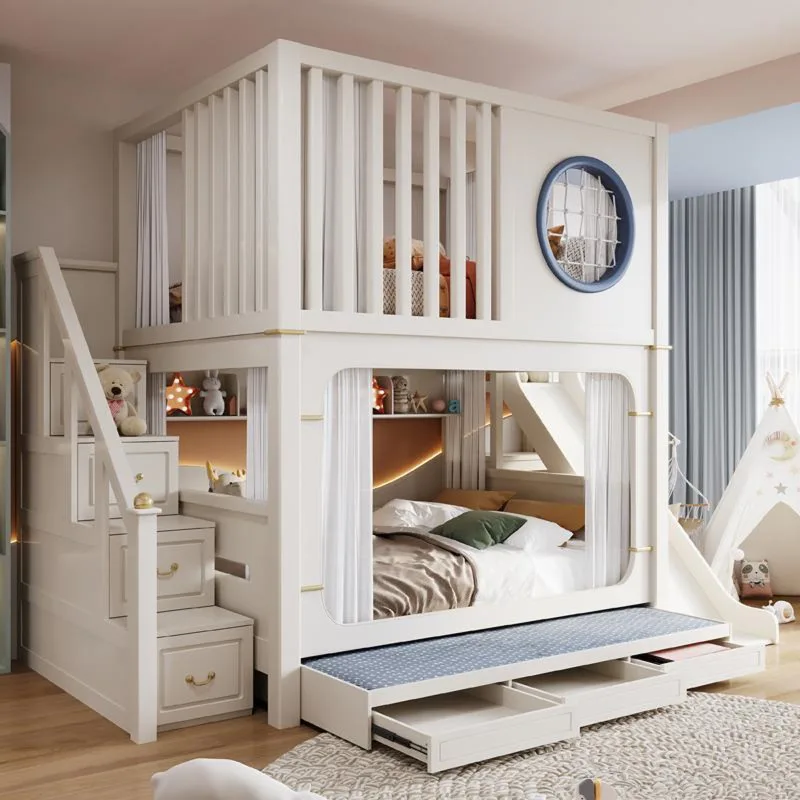 Kids' Bunk Beds with Slide and Storage Stair Princess Ans Price Bedroom Furniture Loft Bed