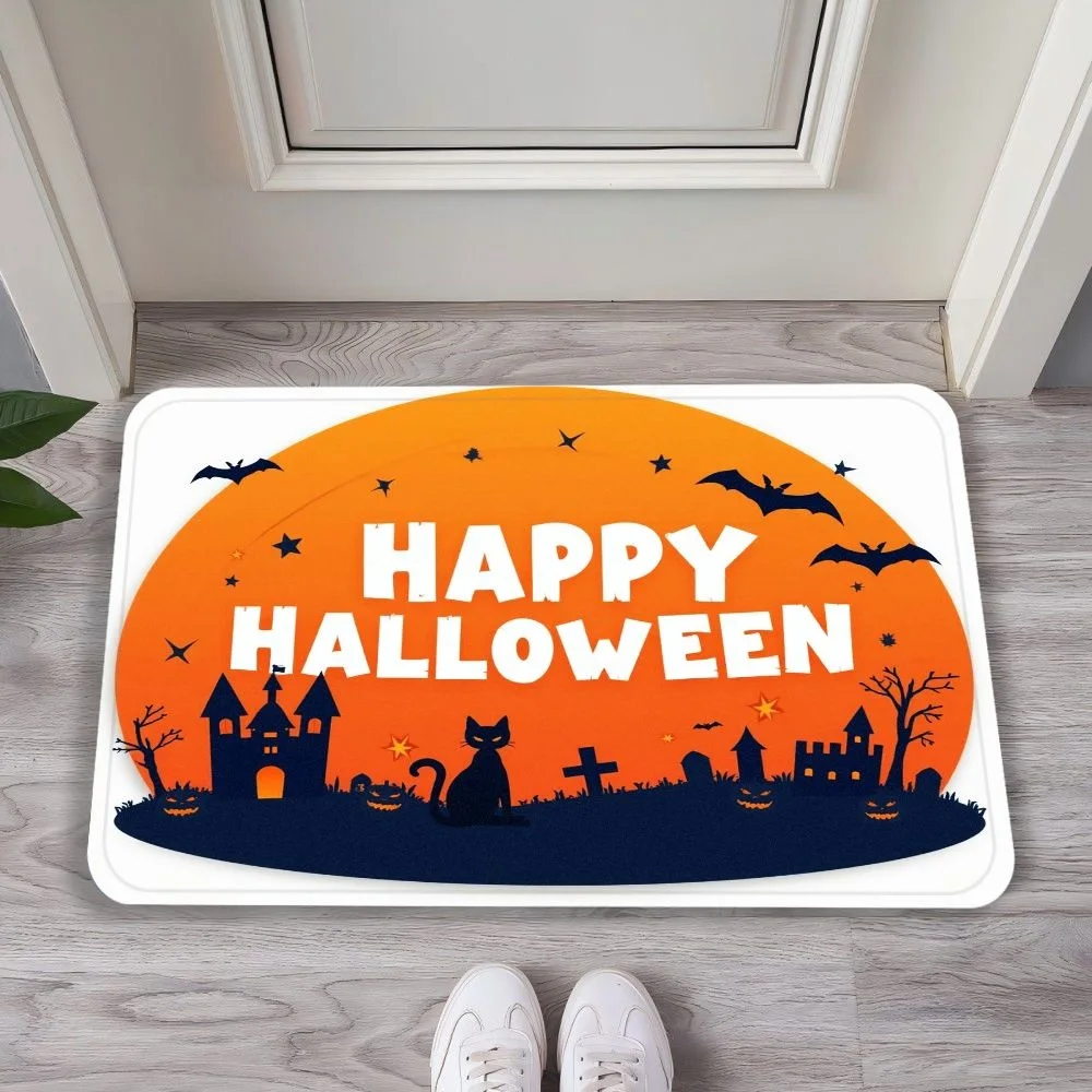 VIKAMA Cartoon & Typographic Flannel Door Mat, Non-Slip Washable, Decor for Front Door Entryway Bedroom Nursery Kids Room