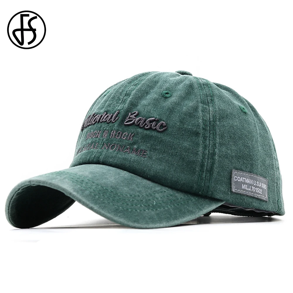 FS Khaki Green Baseball Caps For Women Winter Cotton Vintage Letter Men Trucker Hat Snapback Hip Hop Cap Casquette Femme 2024