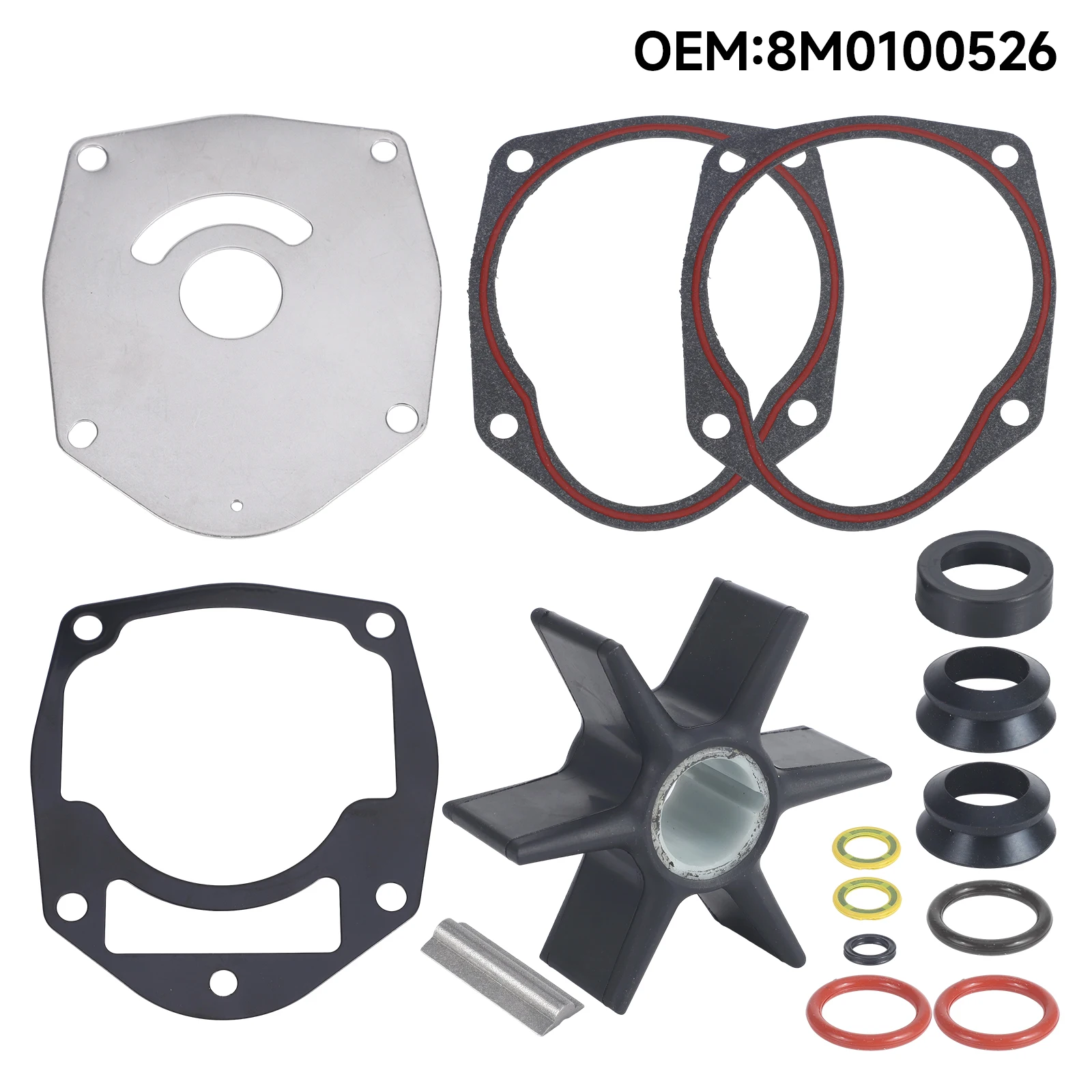

Impeller Water Pump Repair Kit 8M0100526 Rubber Gasket And Plate Replacement For Mercury Mariner Outboard MerCruiser Sterndrive