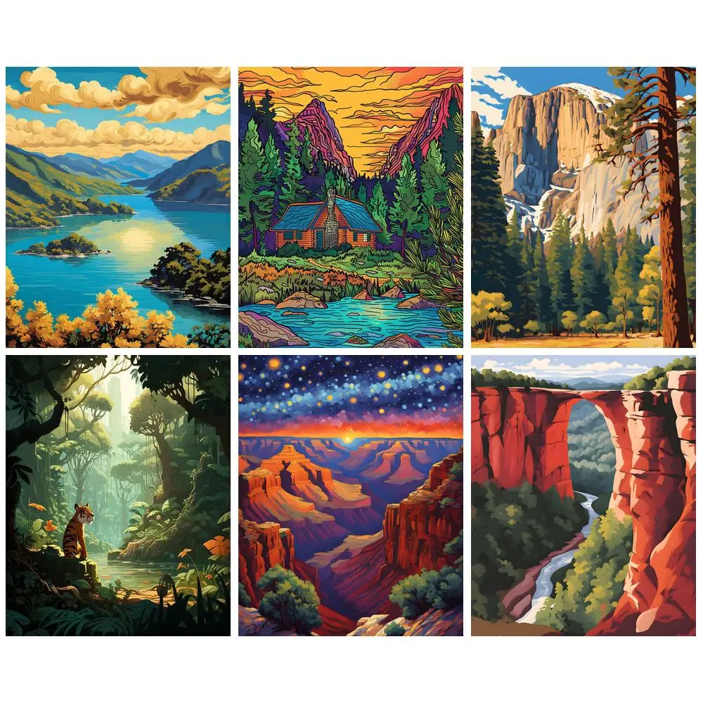 

GATYZTORY DIY Coloring By Numbers Landscape Paint By Numbers For Adults On Canvas Painting Numbers Frame Home Decoration Art