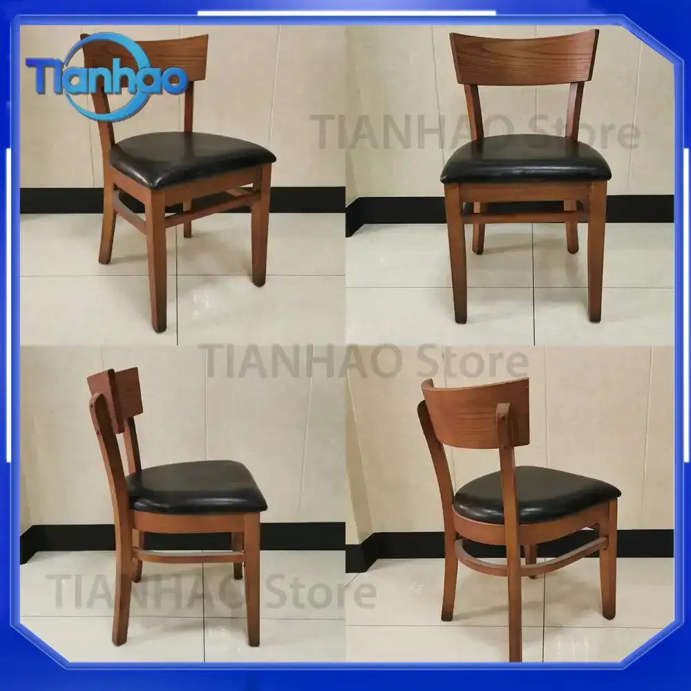 Solid Wood Dining Chair for Restaurant and Hot Pot Restaurant Modern Backrest Leisure Chair Wholesale Available