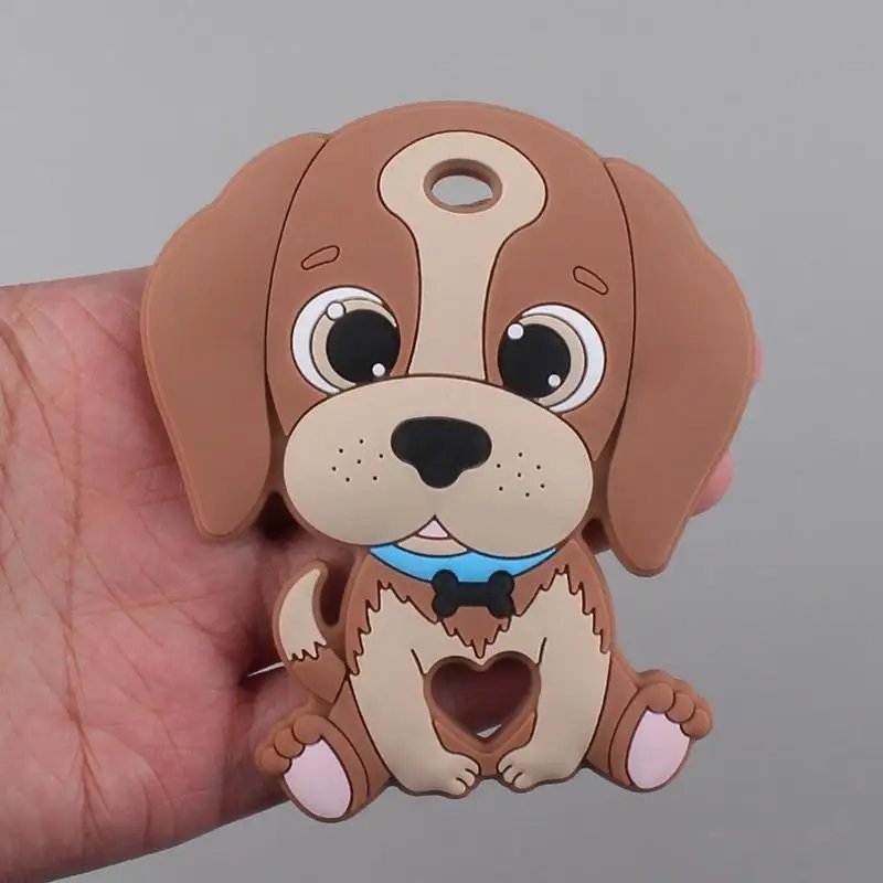 

C5AA Cartoon Dog Silicone Teether Animal Molar Toy Ornament for Baby Girls Boys Gum Massager Teething Toy