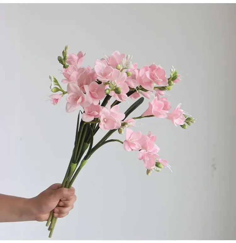 PU Schneeorchidee Künstliche Blumen Hochzeits-Brautstrauß Kunstblumen Freesie Wohnzimmerdekoration Künstliche Blumen Kopfschmuck – Detail 3