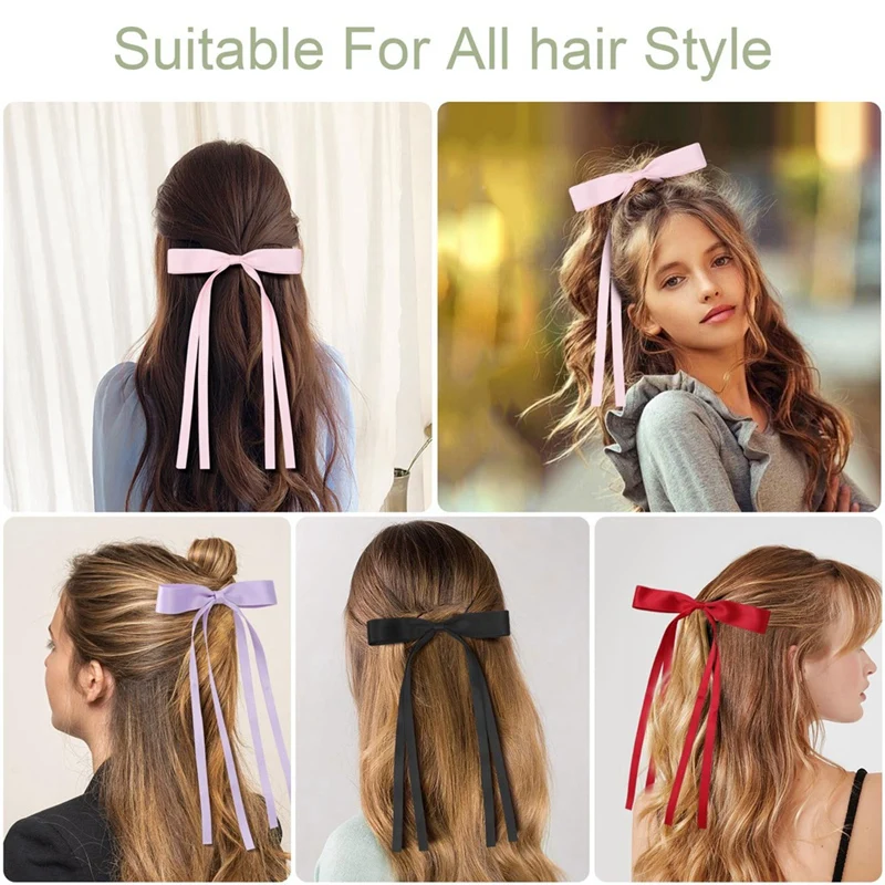 Hair Bows For Women, Hair Ribbon Hair Bows With Long Tail,Cute Hair Bow Clips Hair Barrettes For Women Accessories