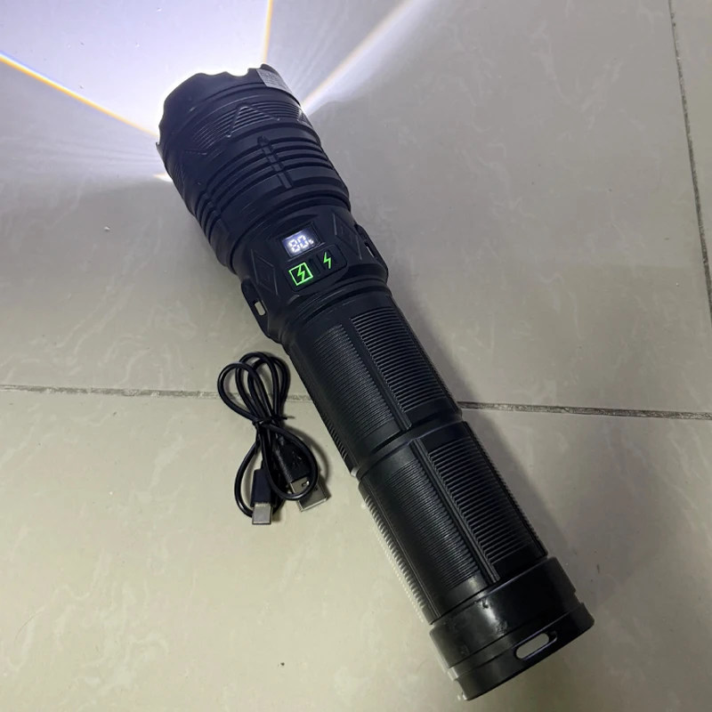 69000000LM 15000W Ultra krachtige zaklamp Telescopische zoom Flitslichten Type-c Oplaadbare LED-zaklamp Outdoor Avontuur Kamperen