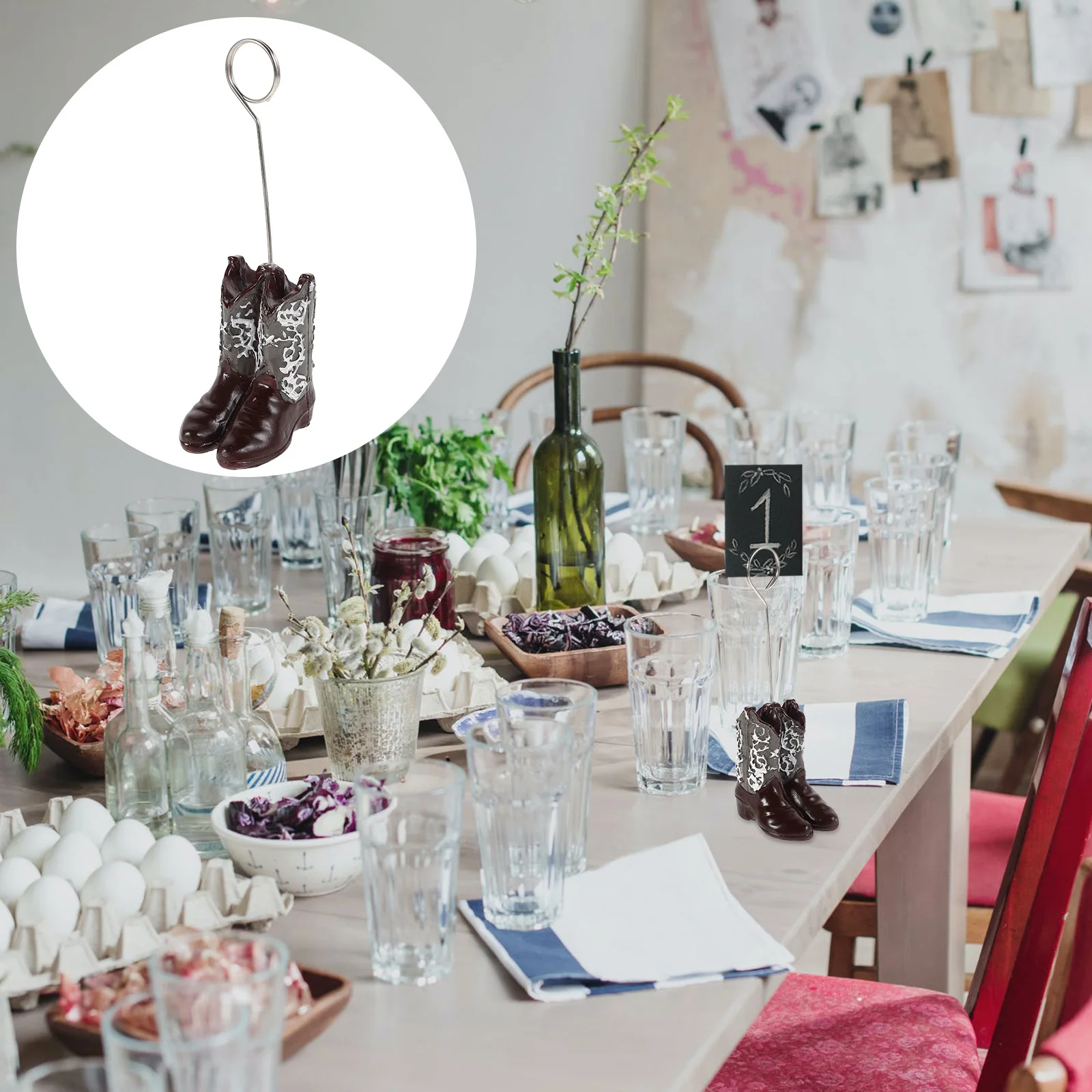 

Cowboy Boot Desktop Photo Clip Western Decorative Memo Holder Multi-Purpose Card Holder Wedding Table Centerpiece