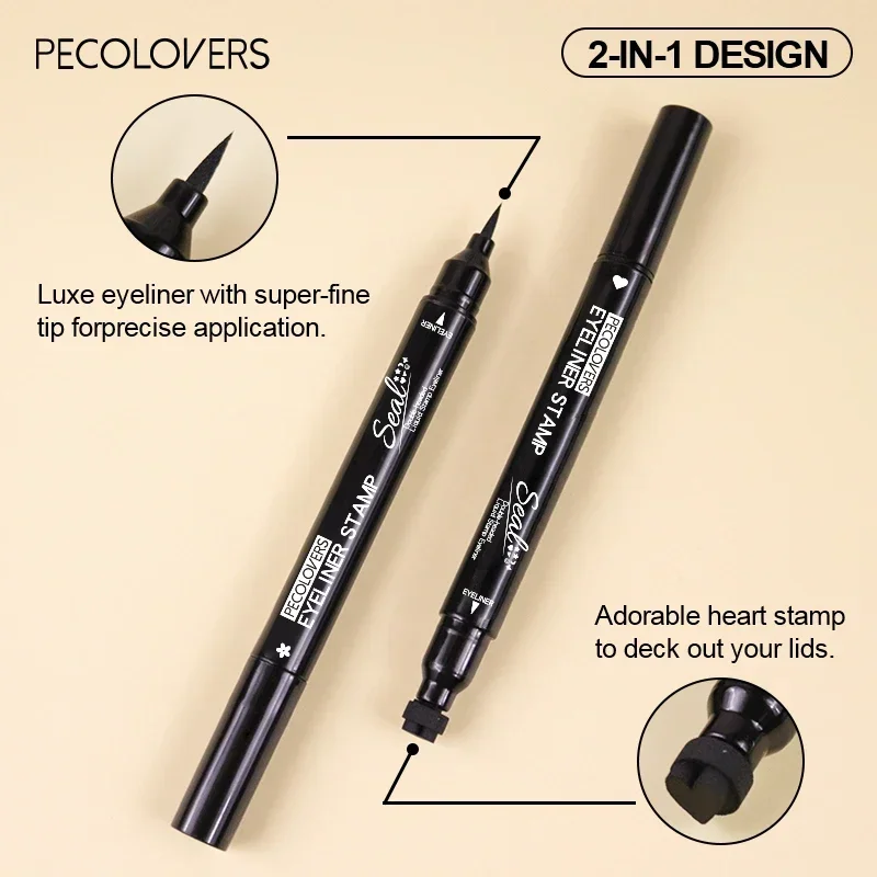 Crayon Eyeliner Double tête 1 pièce, imperméable, séchage rapide, comprenant motif étoile et cœur, adapté aux Festivals/fêtes
