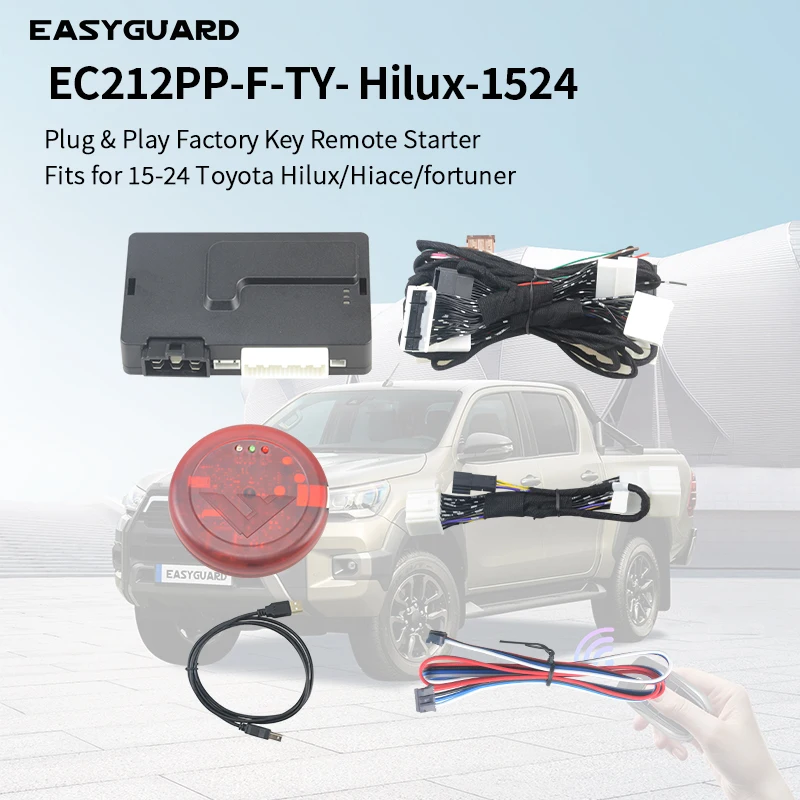 

EASYGUARD Plug & Play Factory Key Remote Starter Fit For 15-24 Toyota Hilux Fortunner Hiace Automation Transmission Gas/Diesel