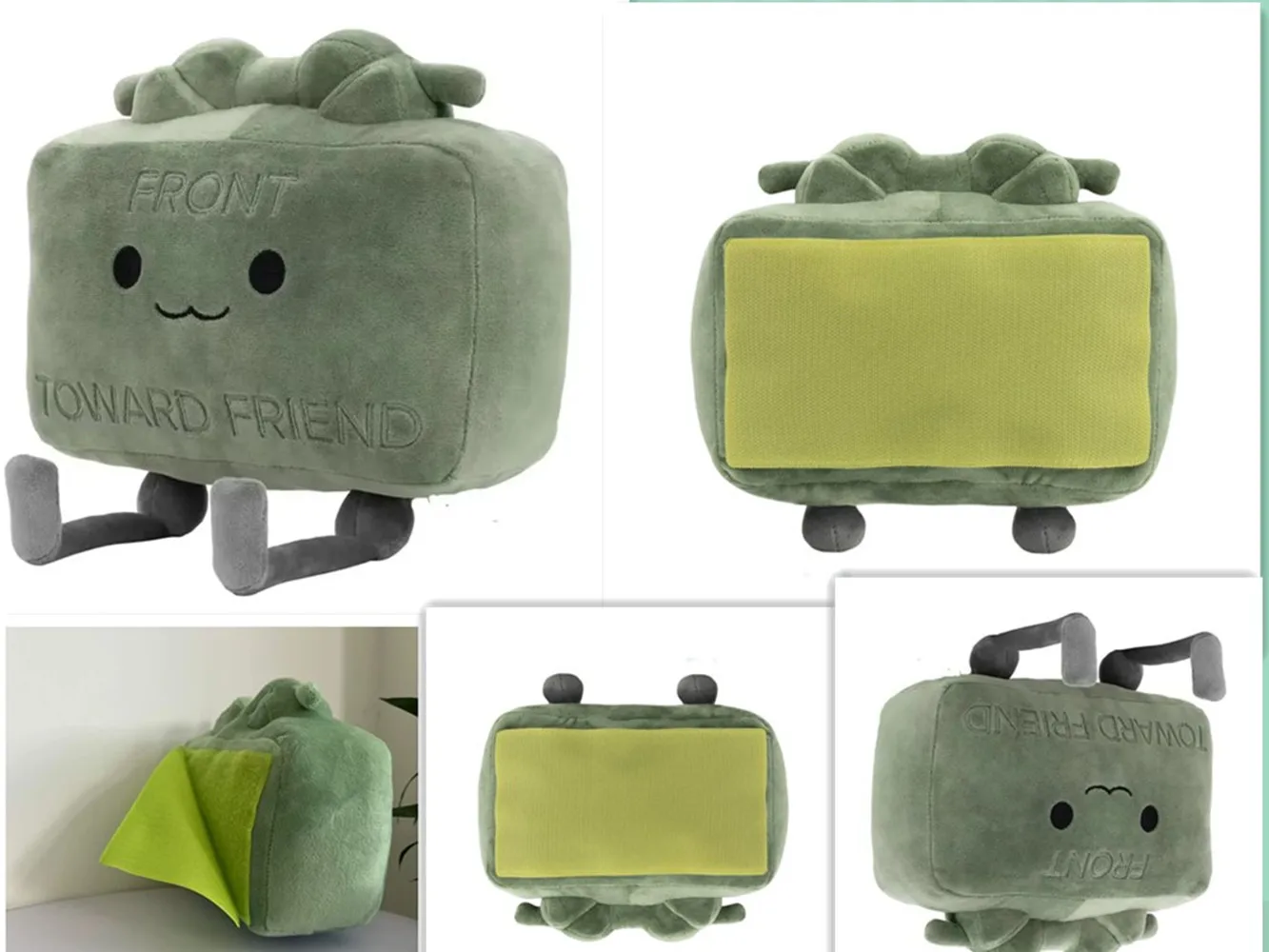 New 20CM Clay the Claymore Plush Doll Kawaii Green Square Doll Pillow Accessories Gift Collection Model For Kid Birthday Gifts