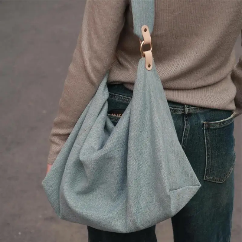 

Casual Denim Hobos Tote Bag Soft Wide Strap Shoulder Bag Canvas Designer Handbags Large Crossbody Bags for Women Shopper Purses