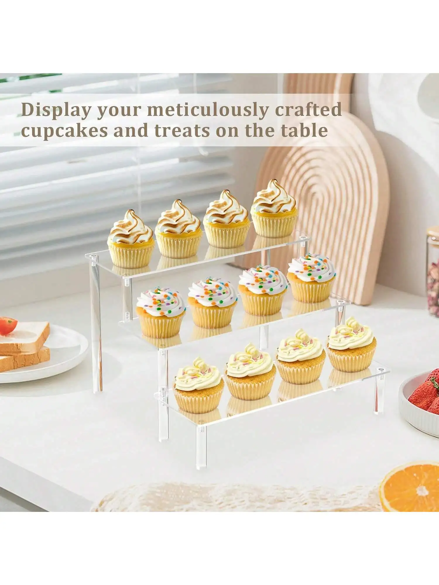 Multi-functional multi-layer acrylic display stand - perfect for displaying perfumes, cupcakes, and art supplies.