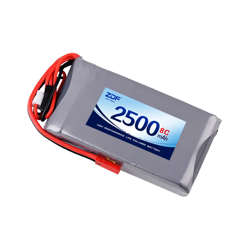 ZDF 2S 6.6V 2500mah Lipo Battery 8C JST Connector for Futaba Radios 14SG 16SZ 18SZ 4PLS T6K RC Radio Remote Control Transmitter