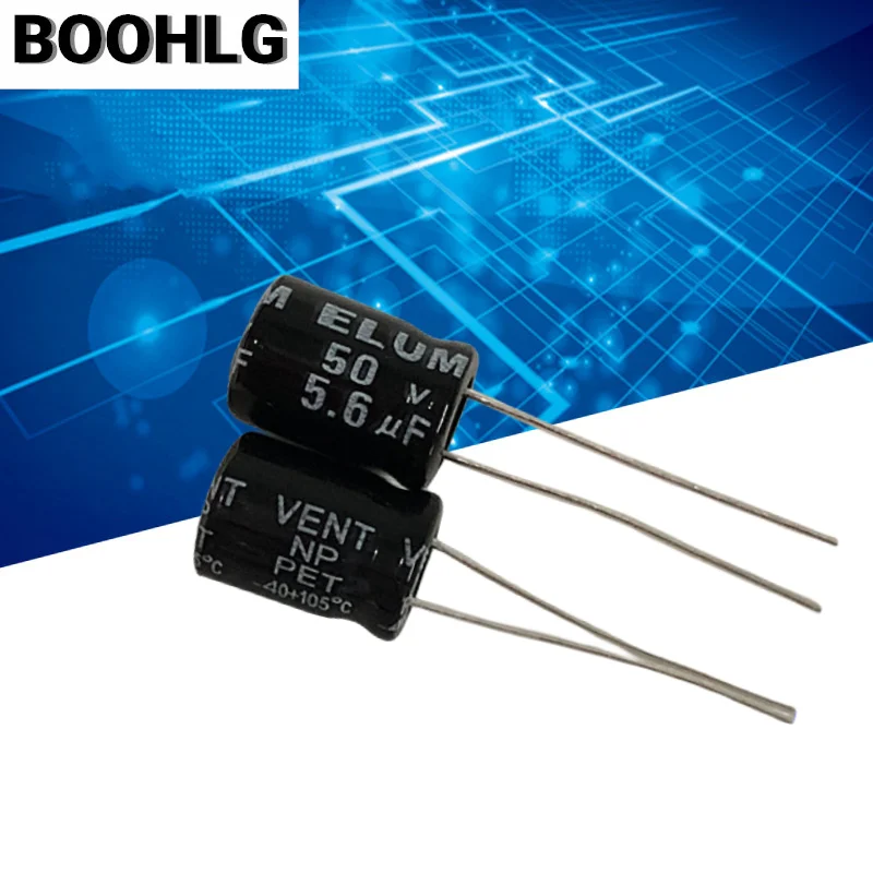 

10PCS ELUM audio frequency division 5.6uf 50v NP non-polar aluminum electrolytic capacitor 50v 5.6uf 8X12mm