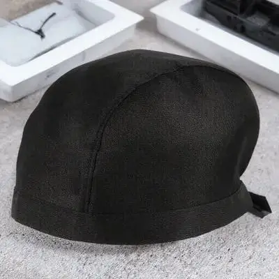 Black Canvas Catering Hat Adjustable Ribbon Style Comfortable Skin Friendly for Chefs Cooks Bakers and Daily Fashion