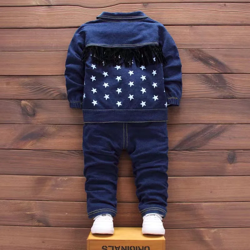 Jacket+Cotton T-Shirt+Pants 3PCS Jeans Suit Spring Autumn Baby Boys Girls Clothes Infant Sport Clothing Kids 1 2 3 4 Years Old