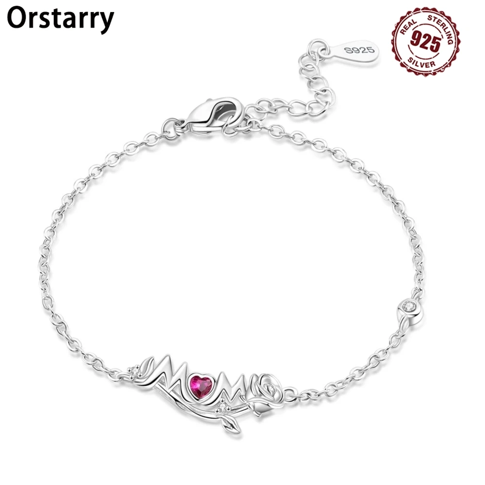 

Orstarry 925 Sterling Silver MOM Beautiful Rose Bracelet Chain Link Women Bracelet Festival Jewelry Party Gifts