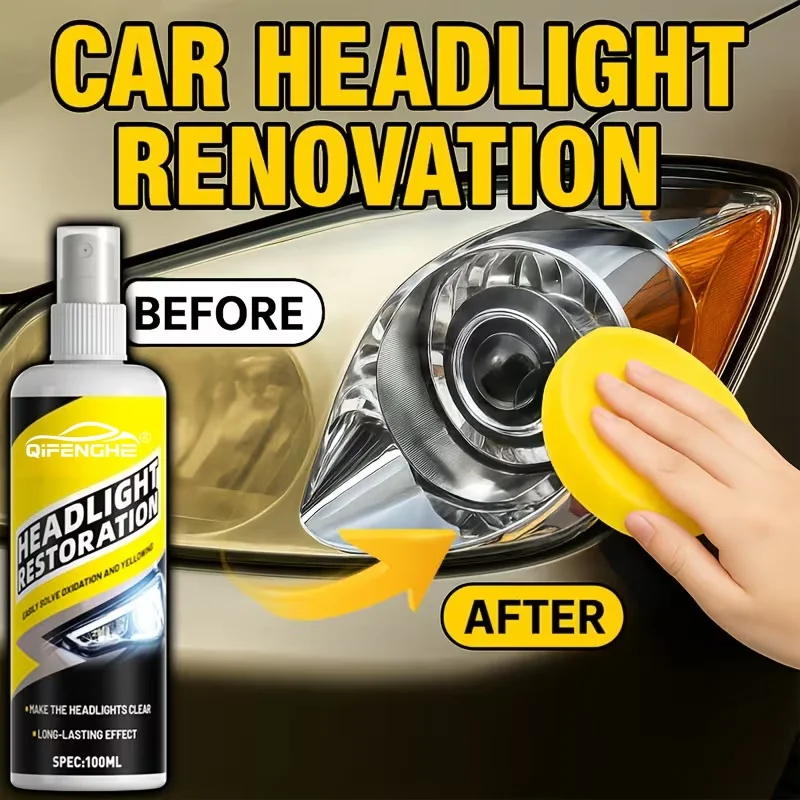 100ml Headlight Renewal Spray by QIFENGHE - Long-Lasting Clarity