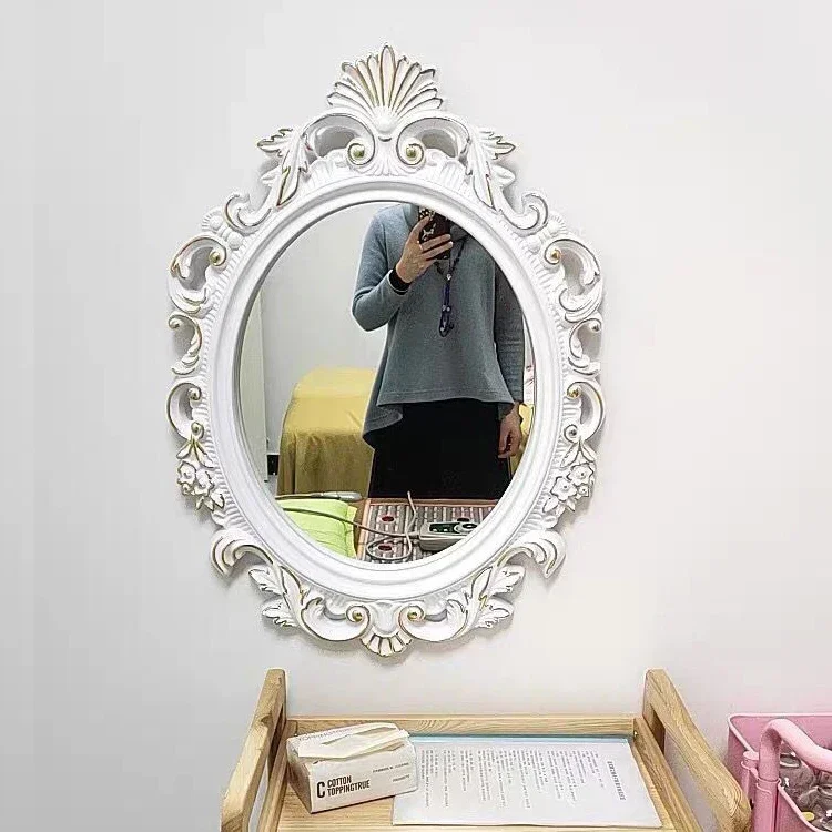 Европейско-американское декоративное зеркало овальное, зеркало для ванной комнаты, настенное зеркало в стиле ретро