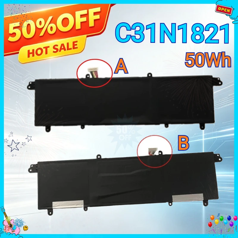 C31N1821 11.55V 50Wh Laptop Battery for ASUS ZenBook S13 UX392 UX392F UX392FN UX392FA  UX392FN-XS71 UX392FA-AB019T AB016T XS77