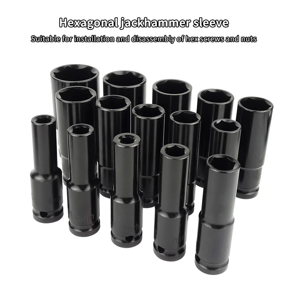 

8pcs 1/2" Impact Socket Set 8-24mm Metric Sizes Hex Drive Deep Pneumatic Wrench Head Tire Keys Mechanical Workshop Removal Tools