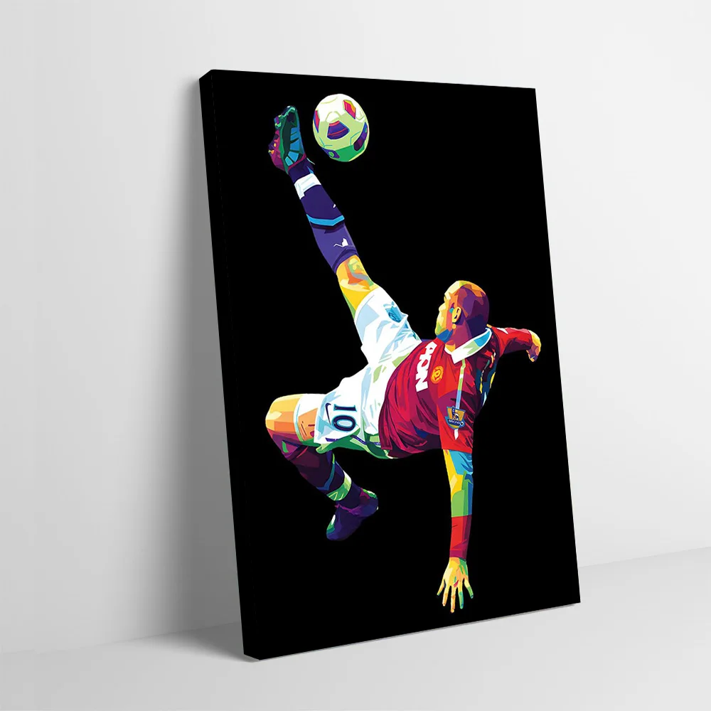 Football Player Performing Bicycle Kick Poster Customizable Printed Canvas Painting for Pictures Wall Art Room Ornaments Mural