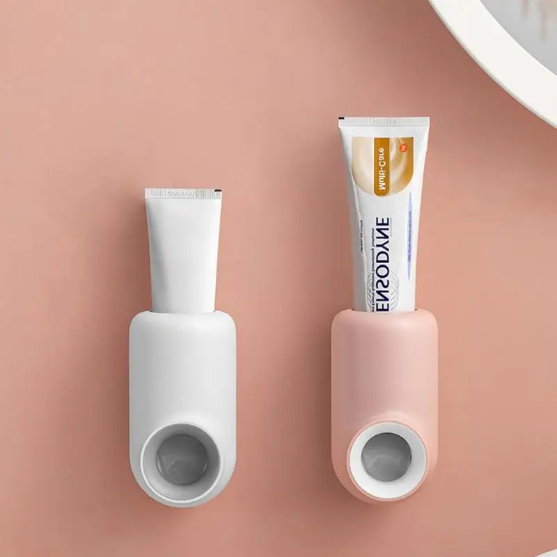 Convenient Squeeze Durable Automatic Hygienic Space-saving Wall-mounted Toothpaste Holder Toothbrush Holder Trendy Time-saving