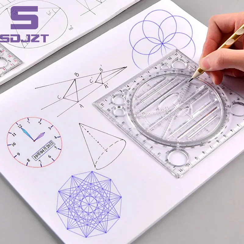 Multifunction Ruler Drawing Template Art Design Architect Stereo Geometry Circle Drafting Measuring Scale Kawaii Ruler