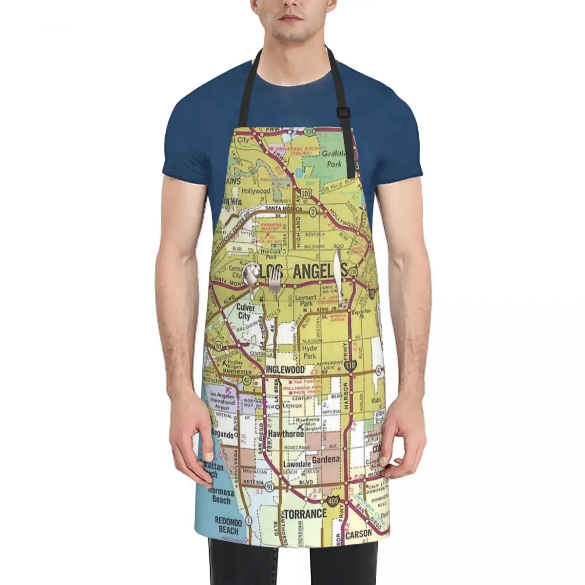 

Los Angeles Map Apron Hairdresser Kitchen Home Utensils Apron