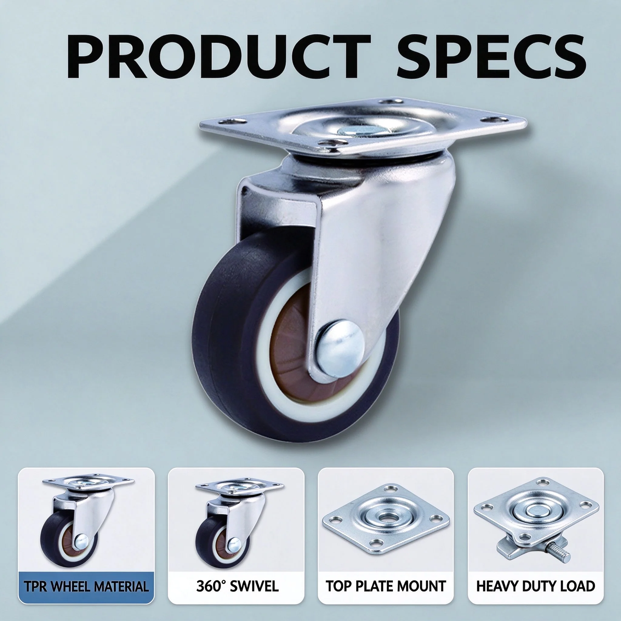 ล้อ TPR แบบเงียบ, หมุนได้ 360 - Caster Wheel บทวิจารณ์และราคา