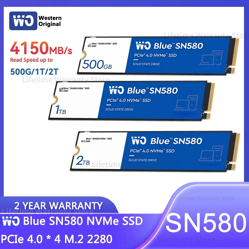 

Original SN580 Internal Solid State Drive M2 SSD 1TB 2tb 4TB M.2 NVME 1.4 PCIe 4.0 SSD Disk Gen 4X4 2280 For PS5 Desktop Laptop