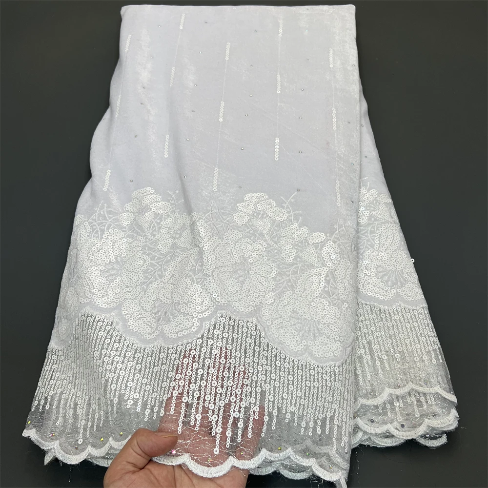 

2026 High Quality African Nigerian Tulle Lace Fabric Sequins Embroidery Beaded French GuipureWedding Party Dress 5 Yards