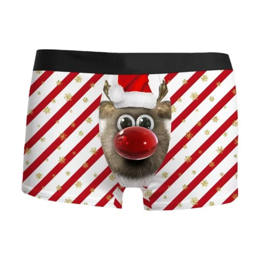 2024 Hot Christmas 3D printed men\'s underwear breathable comfortable fashion inside with mid-waist boxers