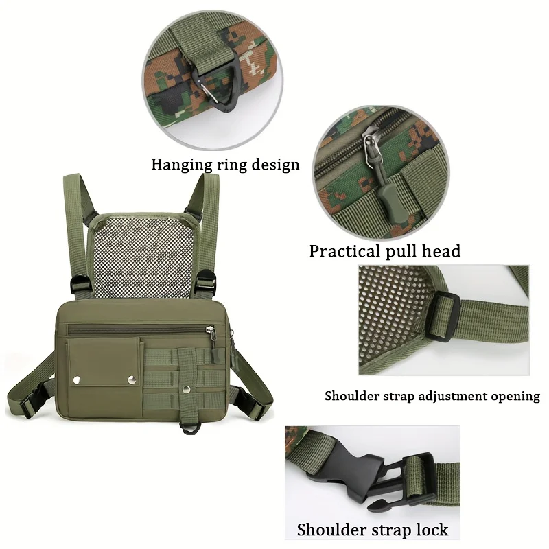 حقيبة ظهر تكتيكية متعددة الوظائف، حقيبة ظهر رياضية كاجوال مموهة، حقيبة كتف للرجال، حقيبة صدر للرياضات الخارجية والمشي لمسافات طويلة #3