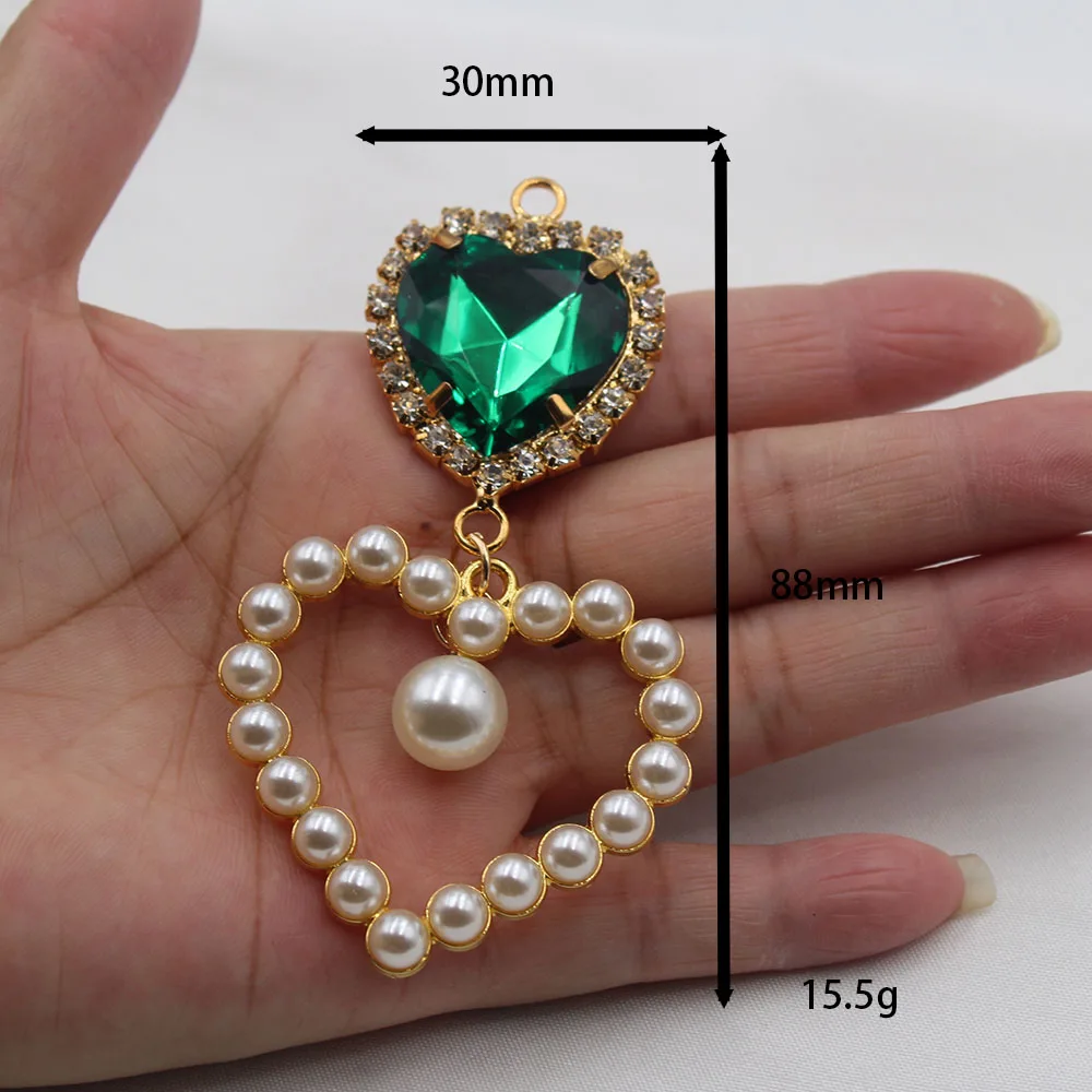 رائعة وعصرية الجوف خارج 2 قطعة/دفعة الخوخ القلب حجر الراين اللؤلؤ DIY أقراط بروش مجموعة معدنية حلوة ومتعددة الاستخدامات