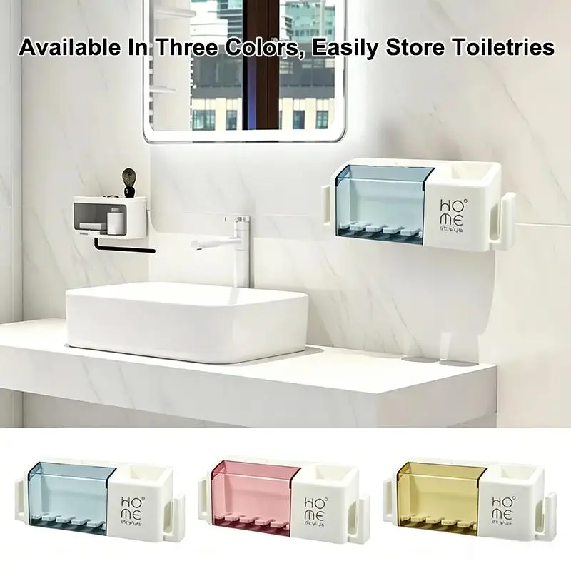 【M】Portable Bathroom Electric Toothbrush Holder Plastic No-Drill Wall Mounted Toothbrush Cup Rack For Washing Cup