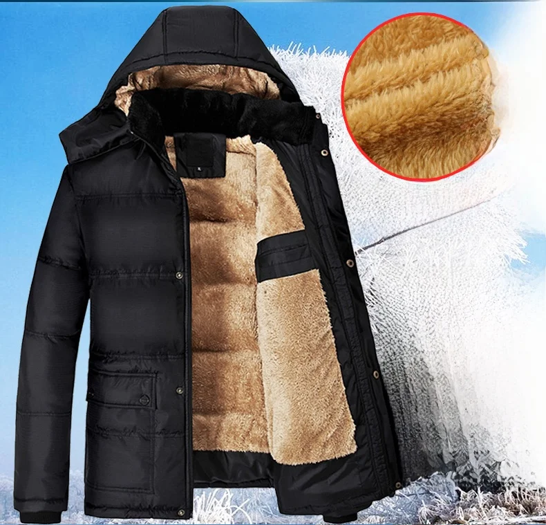 

Утепленная хлопковая куртка для мужчин среднего и старшего возраста: теплая зимняя куртка с флисом, повседневный деловой стиль для джентльменов