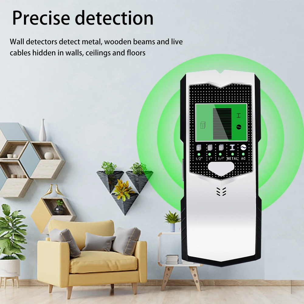 5 In 1 Stud Center Finder Metal and AC Live Wire Detector LCD Display Depth Tracker Wooden Metal Cable Detector Wall Scanner