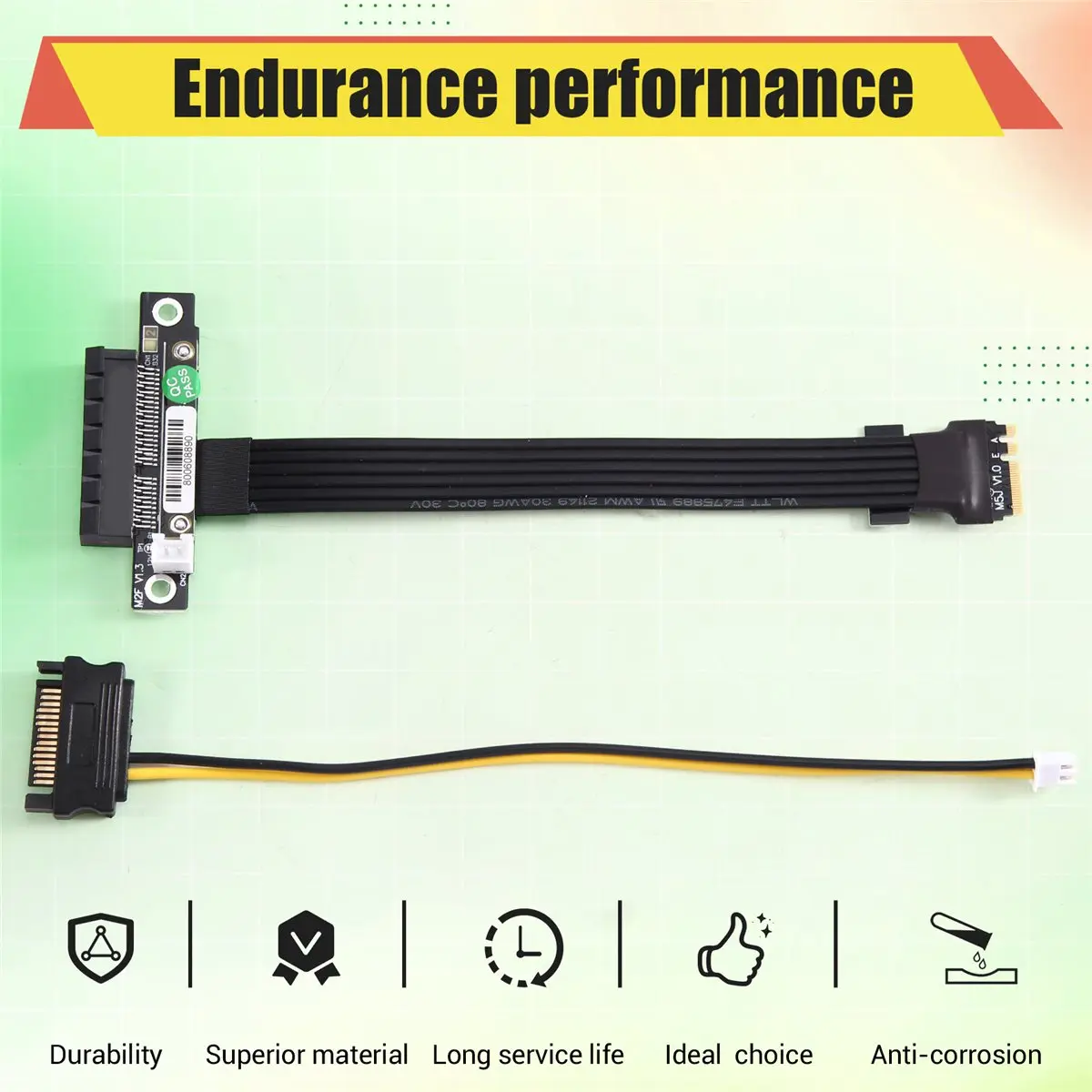 M.2 WiFi Key to PCIe 4.0 X4 Extension Cable Adapter SSD Riser for Laptop Notebook 4x PCI Express Card 15CM