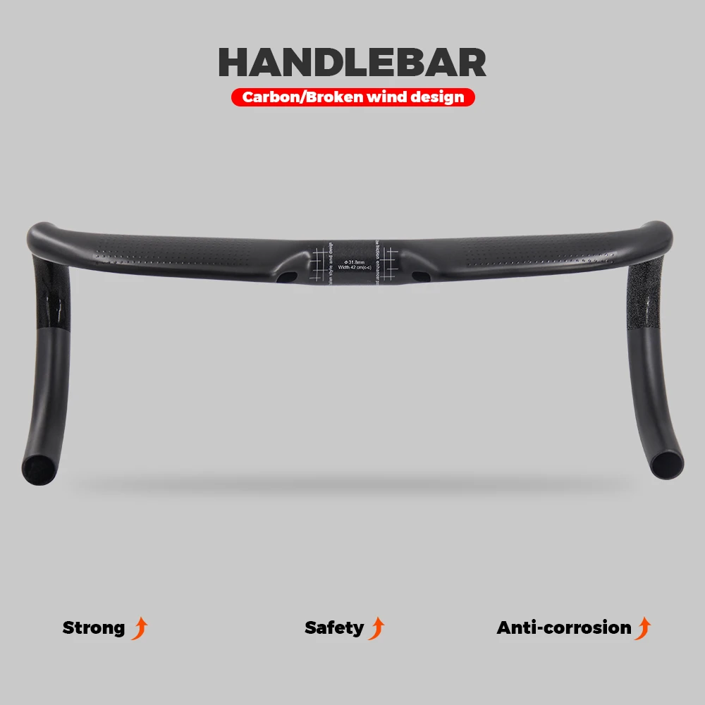 Carbon Road Handlebar 31.8mm,Racing Bike Speed Drop Bent Bar,Inner Routing,400/420/440mm,Gravel carbon handlebar,UD Matte