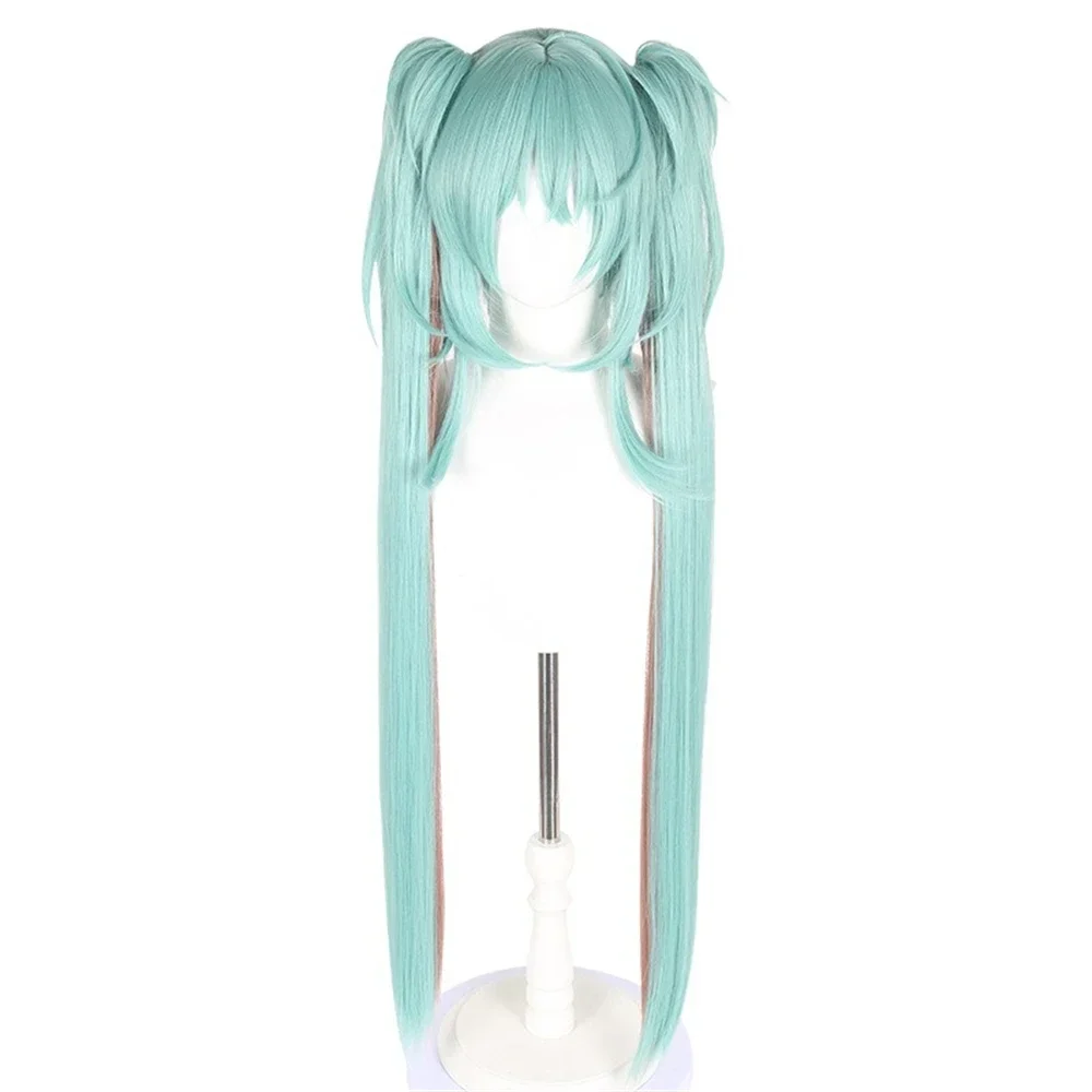 Little Raccoon Mikumiku Villains Anime Cosplay Wig 40 Inch Double Ponytail Synthetic Long Straight Wig Comic-Con Coser Wig