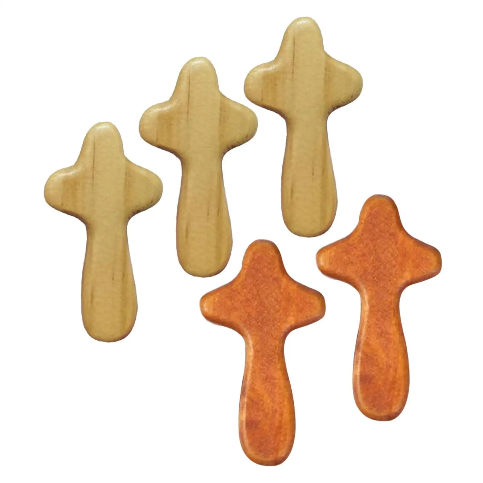 5x Wooden Holding Cross Hand Held Prayer Decorative Christian Centerpieces Encouragement Gift Portable Palm for Desk Nursery