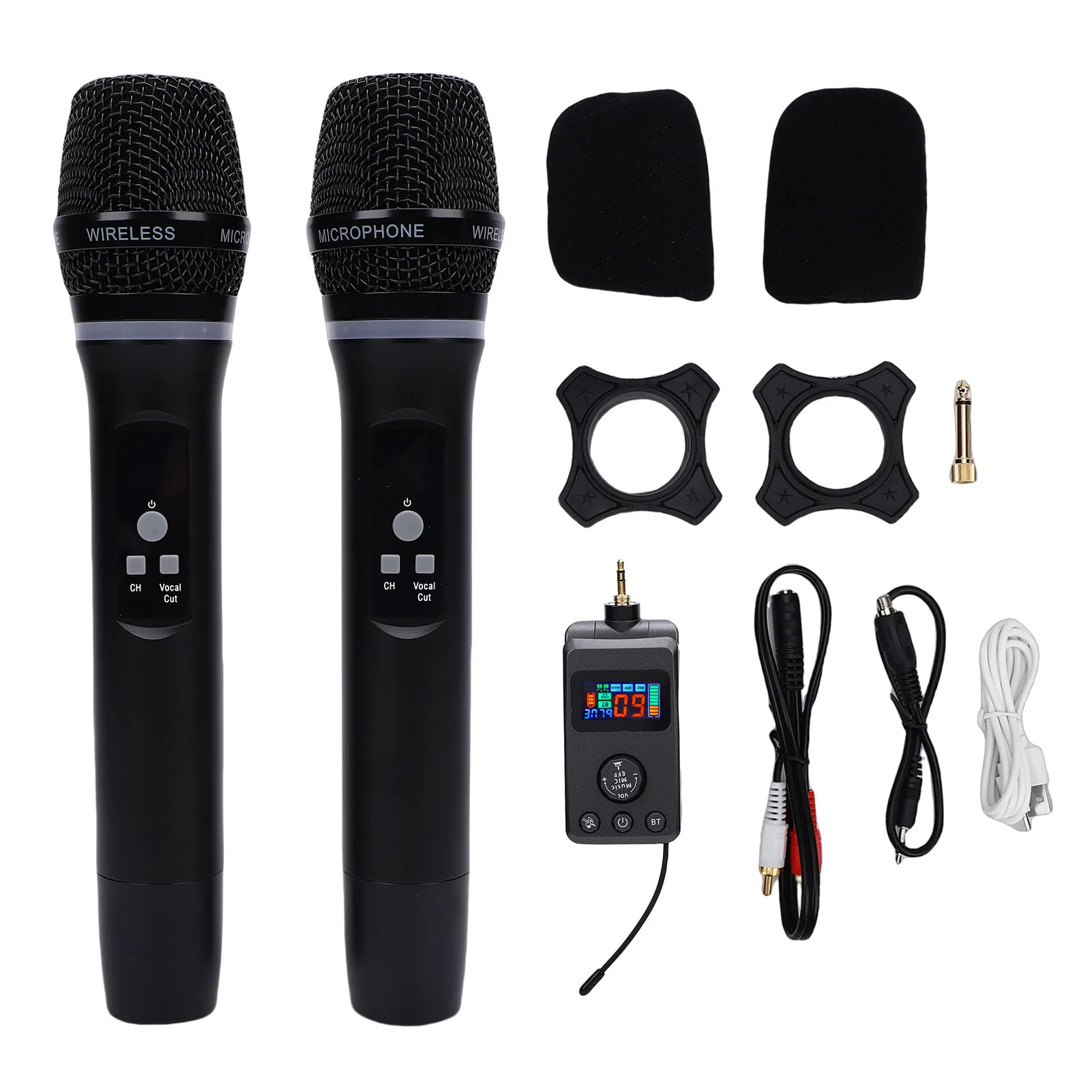 Wireless  Handheld Microphone System Feedback Suppression Anti Reverberation Rechargeable Karaoke Mics with Receiver for