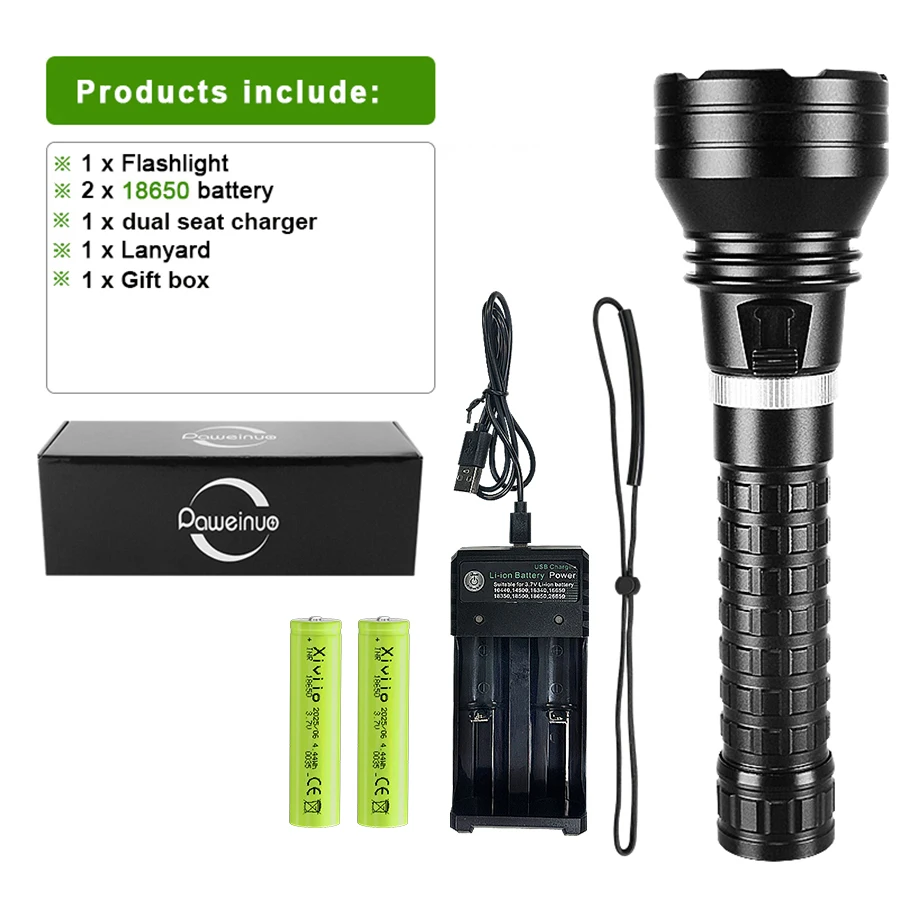 Potente linterna de buceo XHP360 de 10000LM, lámpara subacuática IPX8, antorcha de buceo profesional, linternas LED de alta potencia de 1000M