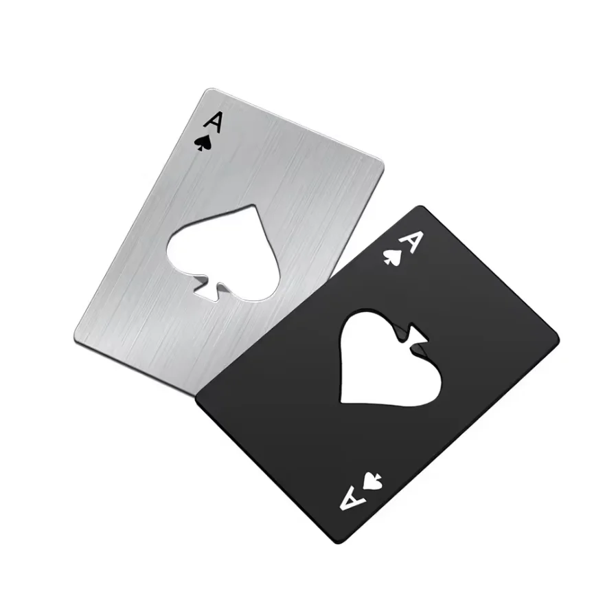 1PC Beer Bottle Picker Opener Poker Creative Pocket Metal Multifunction Credit Card Bottle Opener Black Peach A Stainless Steel