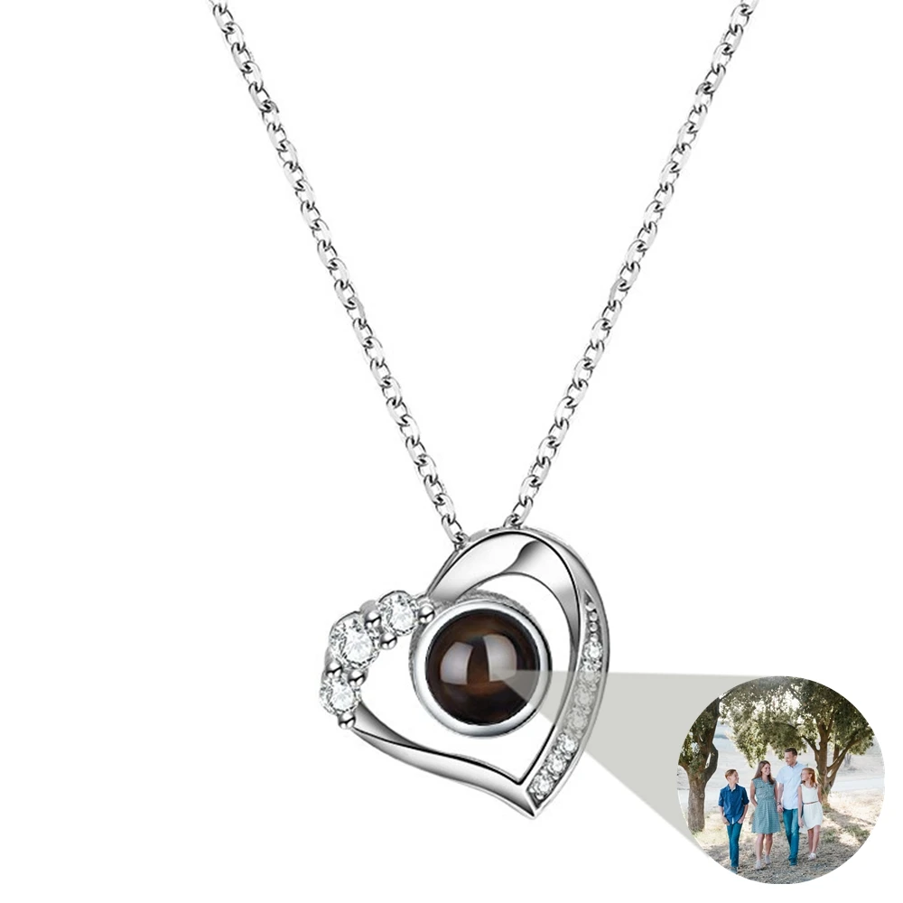 

Heart/Flower Pendant Custom Photo Necklace for Women Personalized Projection Photo Copper Chain Girlfriend Birthday Jewelry