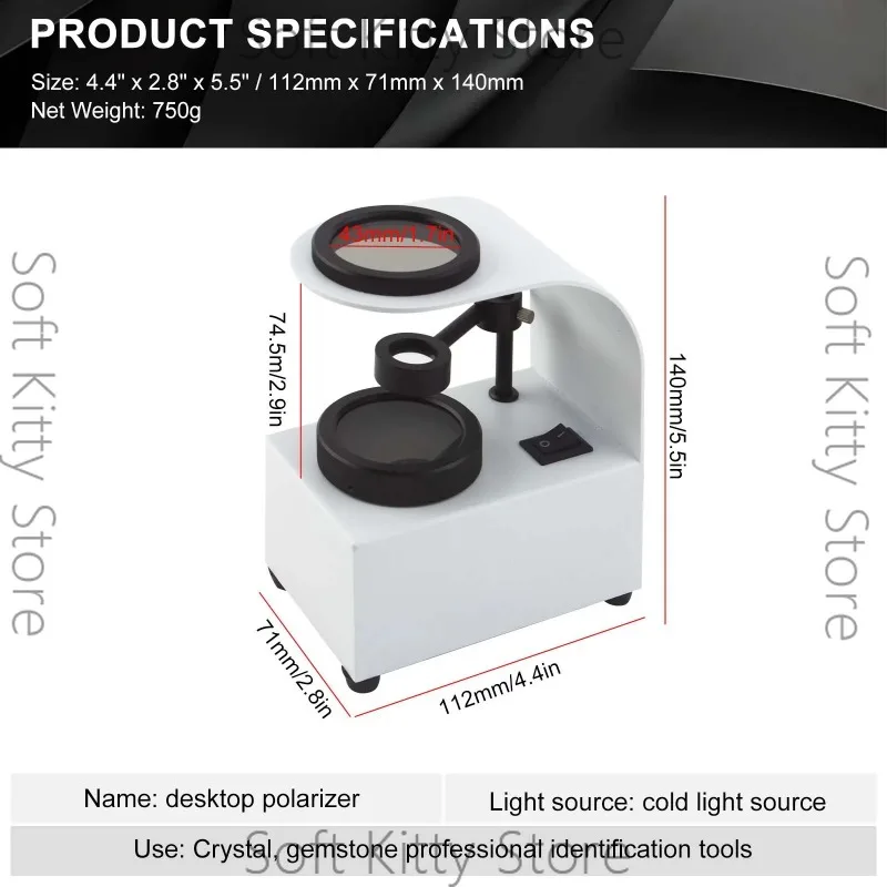 Desktop Polariscope for Gemstones & Crystals | Cold Light Source Refract Analyzer | Professional Mineral ID Tool