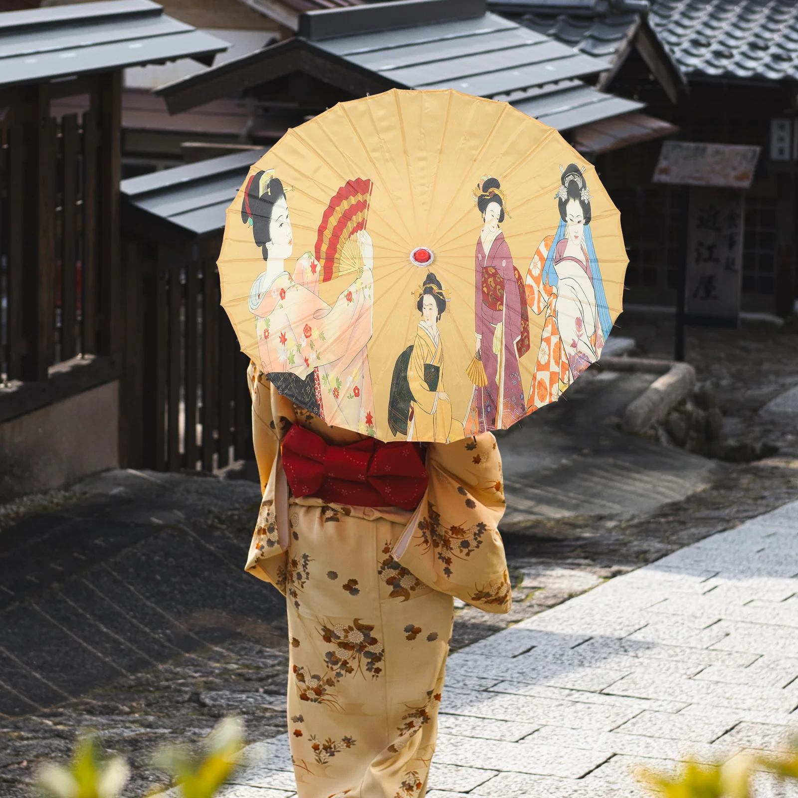 

Japanese Style Decorative Cloth Umbrella Classic Parasol for Sushi Shop Dance Photography Party Performance Prop