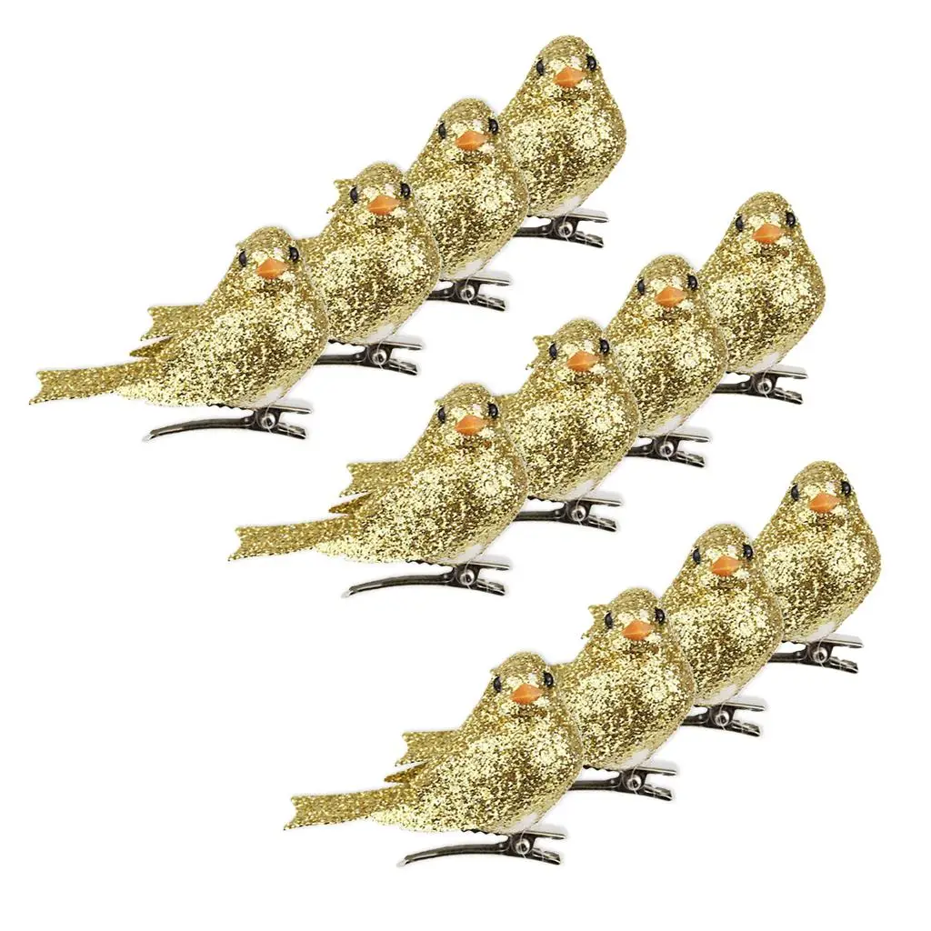 Glitter Foam Artificial Birds Decorative Garden Figure Miniature Birds for Garden Accessories Fairy Ornaments and Indoor Decor